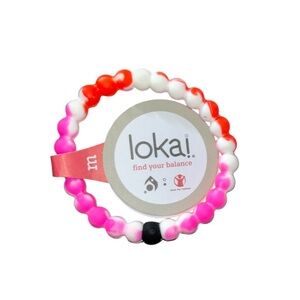 Lokai Gradient Pink White Orange Beaded Bracelet with Black & White Balance Bead